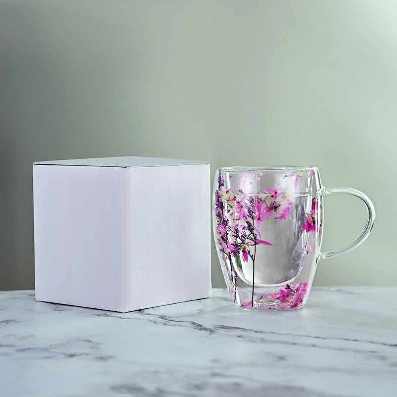 Casual Vacation Flower Borosilicate Glass Mug 1 Piece