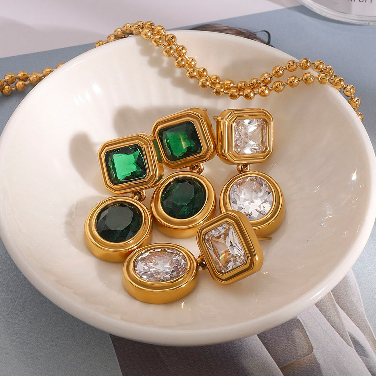 Jie Ding Stainless Steel Zircon Earrings Retro Earrings Titanium Steel Earrings Earrings