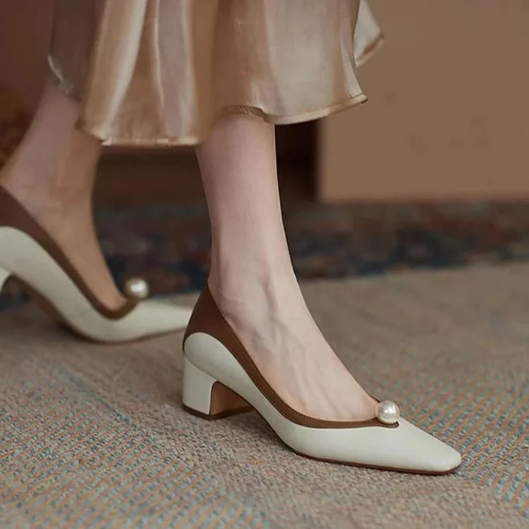 Chic Pumps With Pearl Embellishment shopify Stunahome.com