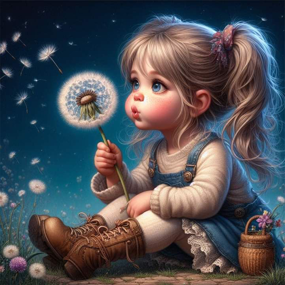 Cute Girl With Big Eyes 30*30cm(canvas) full round drill diamond painting