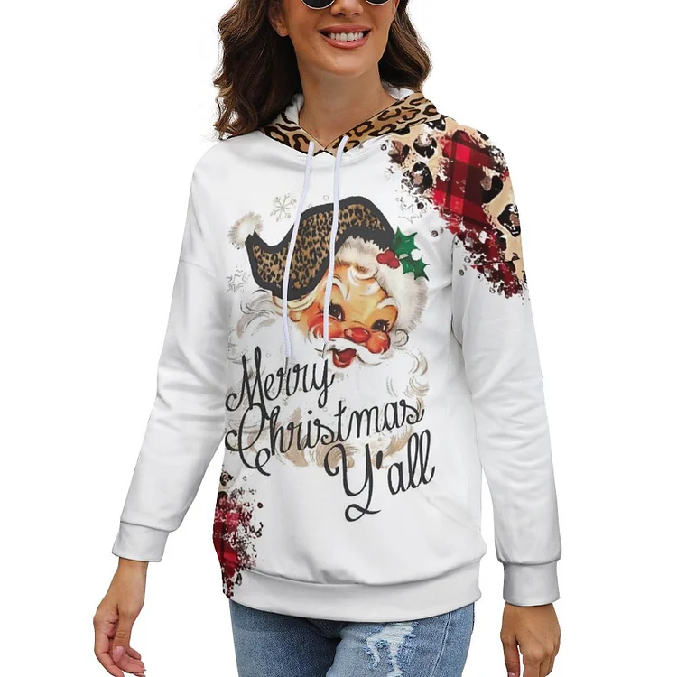 Personalized Custom Women's Off Shoulder Sleeve Hoodie Full Print Christmas