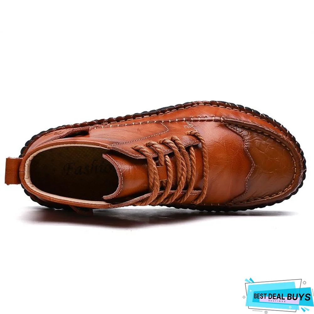 Cow Split Leather Men Boots Comfortable Boots Men Footwear Rubber Ankle Boots Men's Shoes