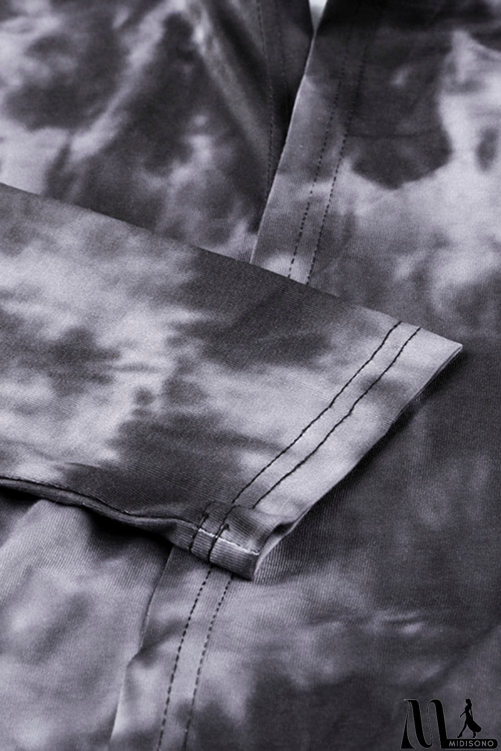 MidiSono - Black Gray Tie Dye Lightweight Cardigan