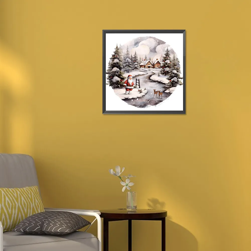 Full Round Diamond Painting 30*30cm - Santa Claus In The Snow