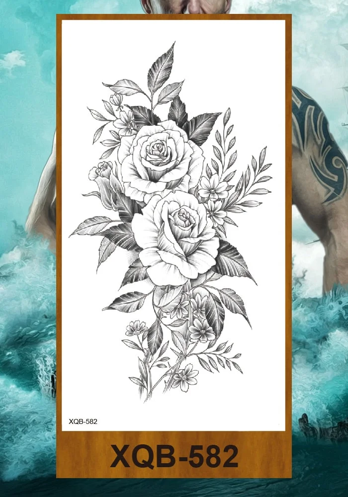 Temporary Tattoo Sticker Women Girl Arm Buttocks Chest Fake Tatoo Flowers Chain Body Makeup Waterproof Lily Butterfly Tattos