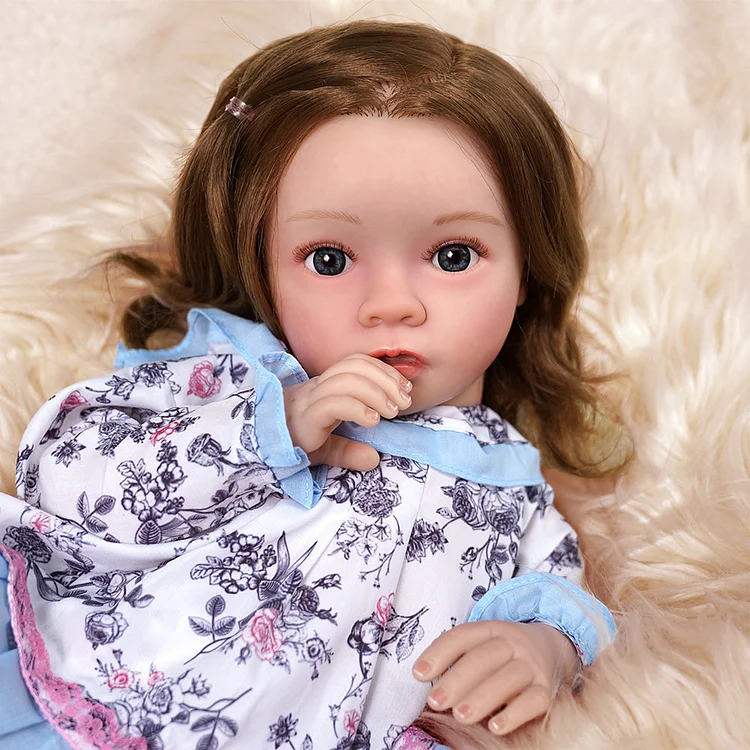 Babeside Daisy 20'' Cutest Realistic Reborn Baby Doll Girl with Long Brown Hair