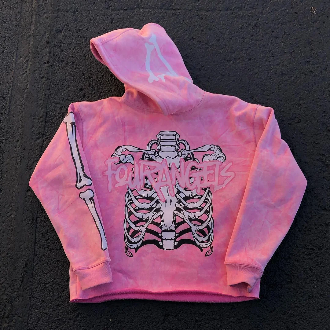 Trendy statement print bone print hoodie