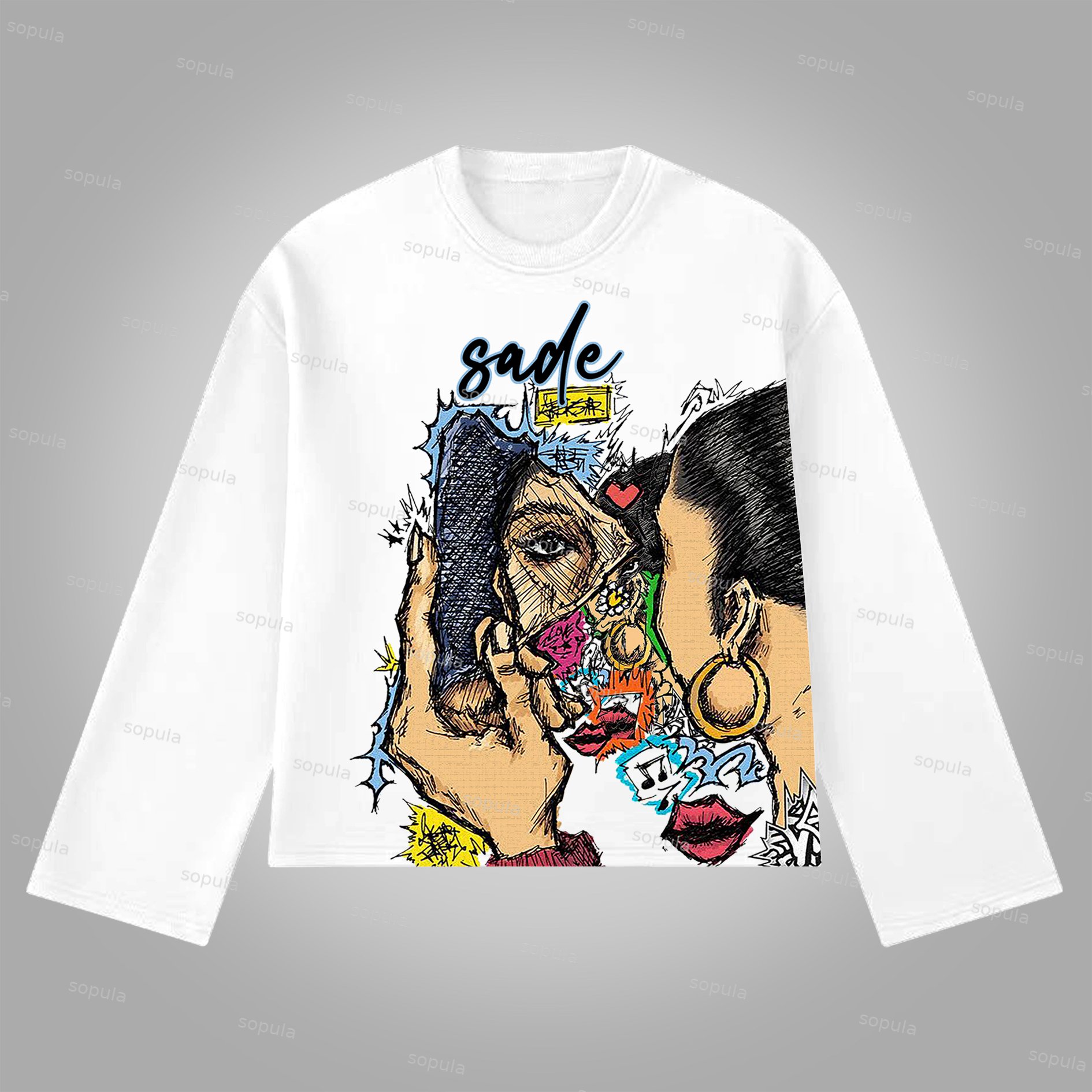 Sopula Sade Adu Graphic Print Cotton Long Sleeve T-Shirt