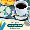 10PCS-Colibri-Dessous de verre de peinture au diamant en bois