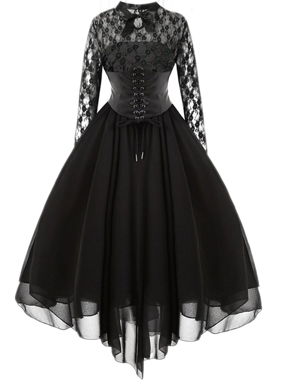 Retro Vintage Punk & Gothic Medieval Dress Masquerade Goth Girl Women's Lace Cosplay Costume Carnival Party / Evening Dress 2023 - US $50.99 –P5