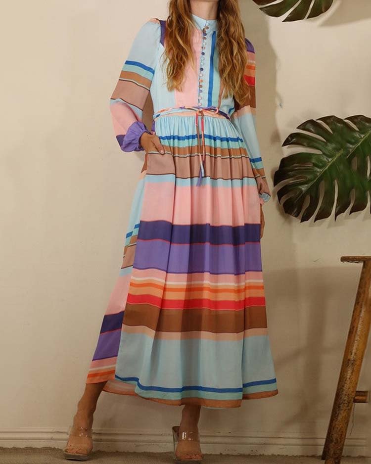 Resort Stripe Color Block Dress