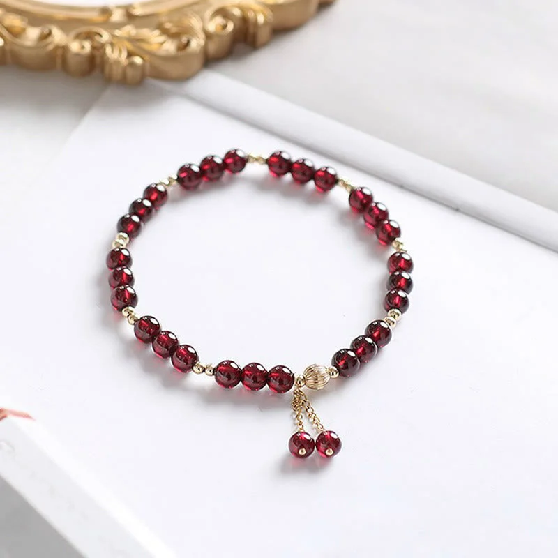 Natural Garnet 14K Gold Calm Bracelet