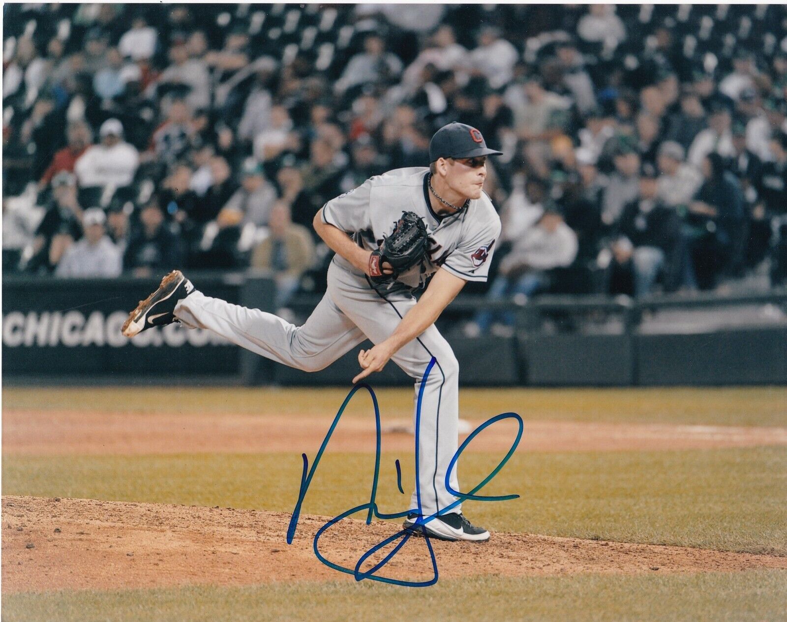 NICK HAGADONE CLEVELAND INDIANS ACTION SIGNED 8x10