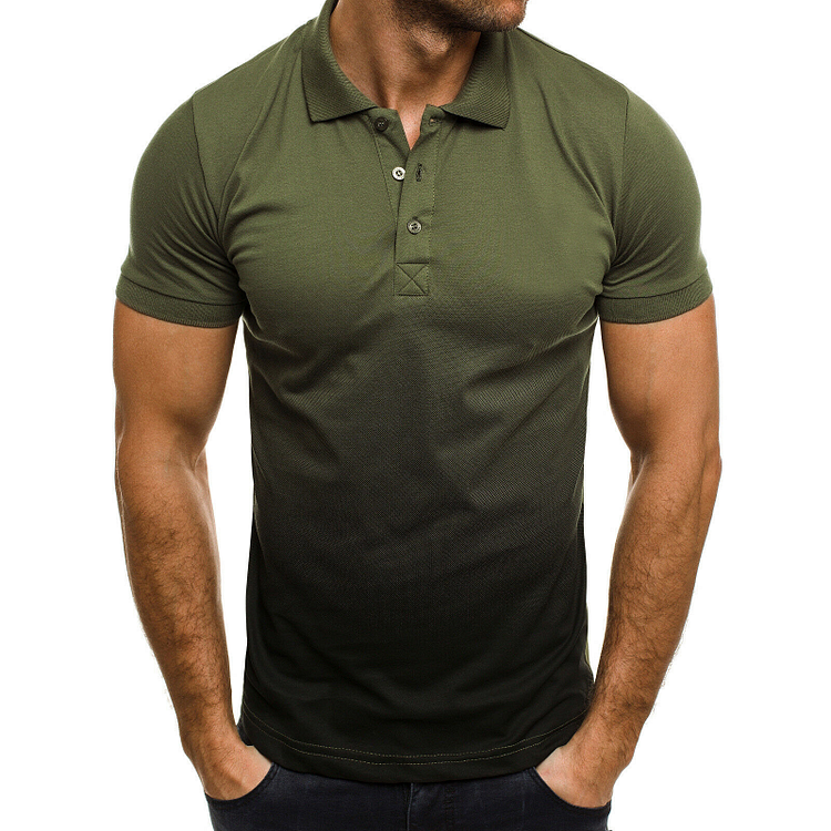 Gradients Casual Men's Shorts Sleeve Polo Shirts at Hiphopee