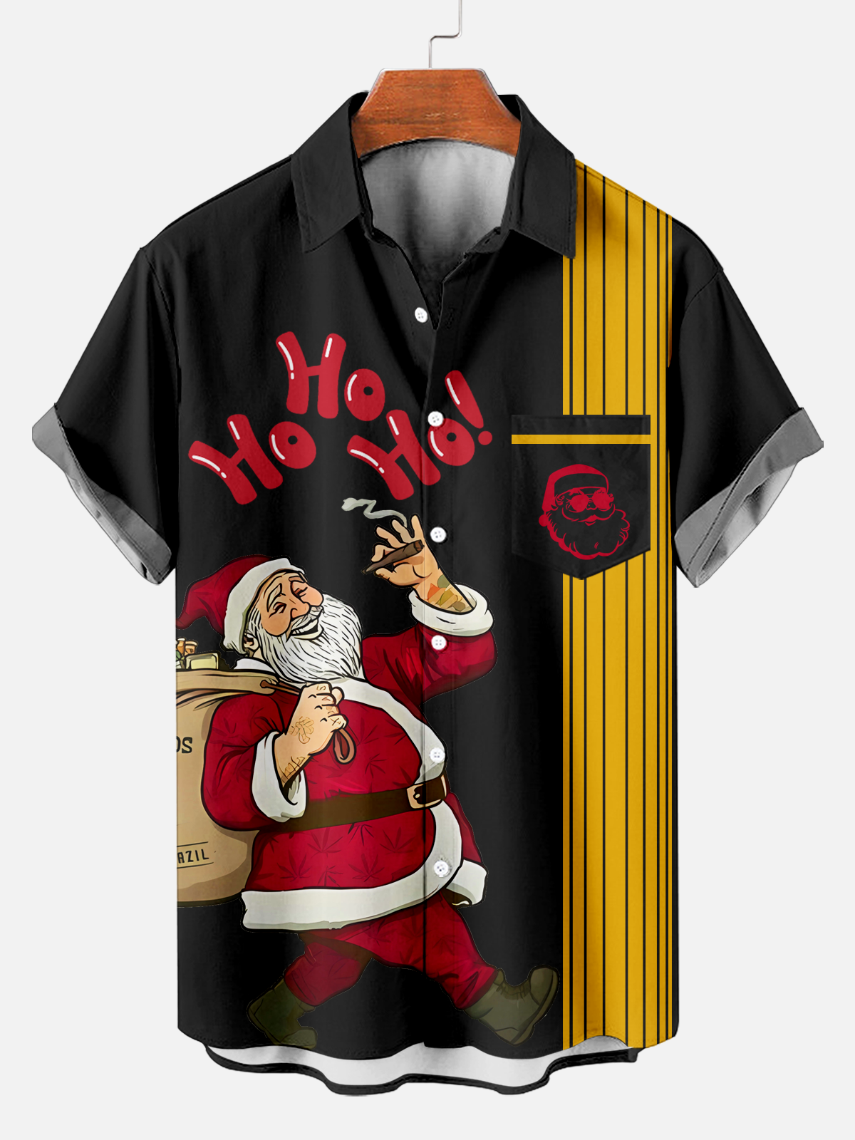 Men's Classic Christmas Santa Print Shirt PLUSCLOTHESMAN