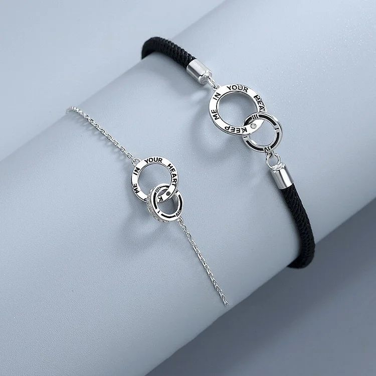 S925 Silver Double Ring Couple Bracelet