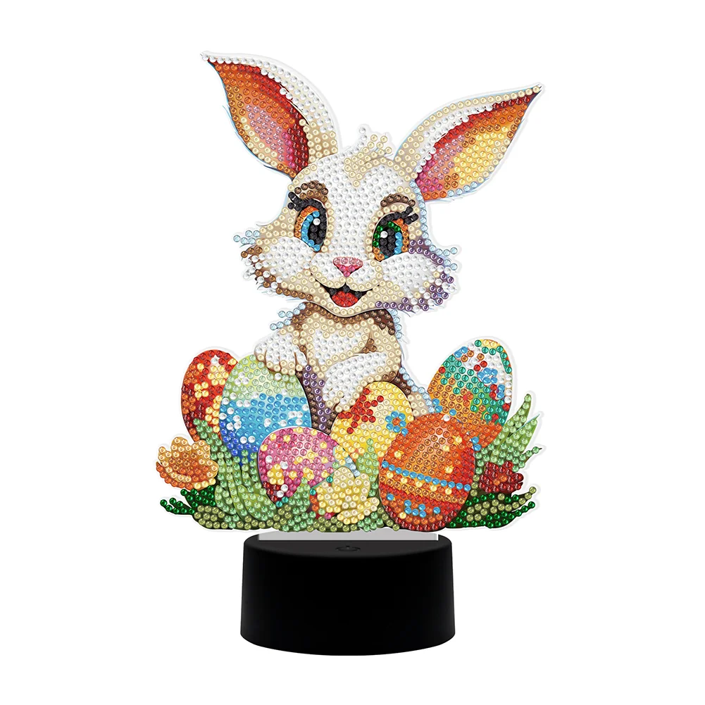 DIY Easter Bunny Eggs Diamonds Painting LED Table Lamp Diamond Art Light Ornaments