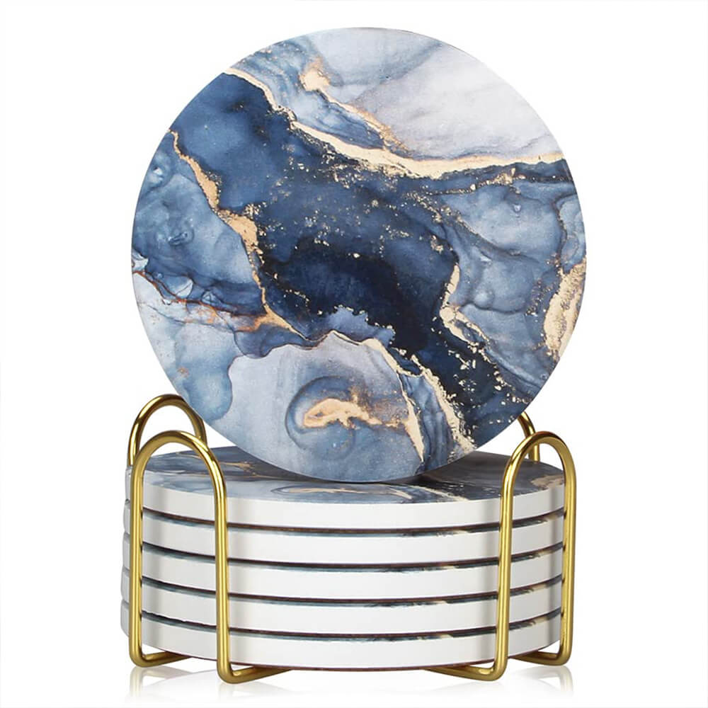 Dark Blue Marble Coasters(6 PCS)