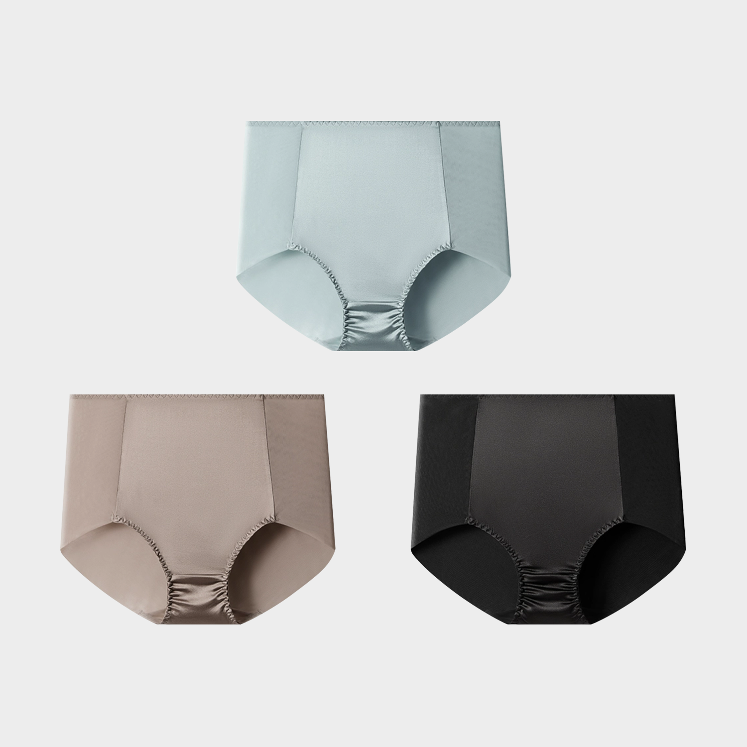 Velvet-Sheen Silk Briefs Panties High Waist 3-Pack REAL SILK LIFE