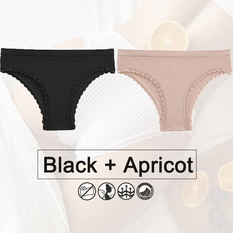 2PCS/Set Lace Panties Seamless Underwear Female Lingerie Women Panties Twist Pattern Underpants Sexy Briefs Thong Tanga Intimate