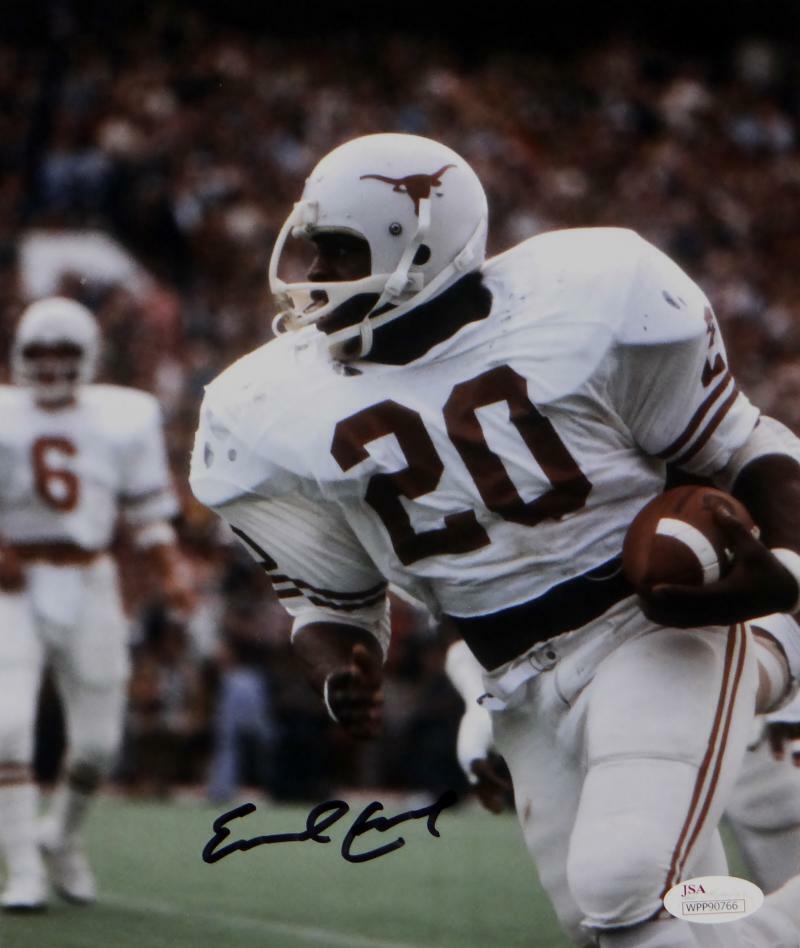 Earl Campbell Signed Texas Longhorns 8x10 White Jersey Photo Poster painting- JSA W Auth *Black