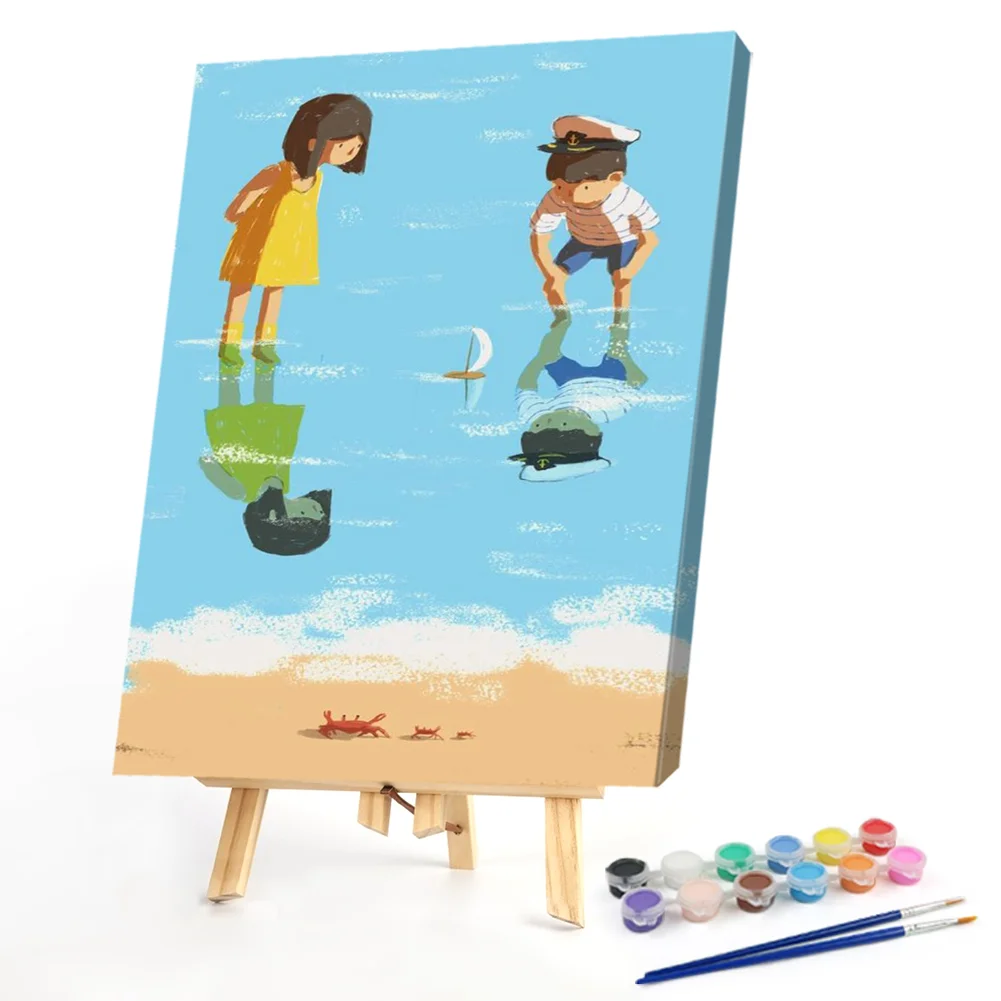 Kids On Beach - Paint By Numbers(50*40CM)