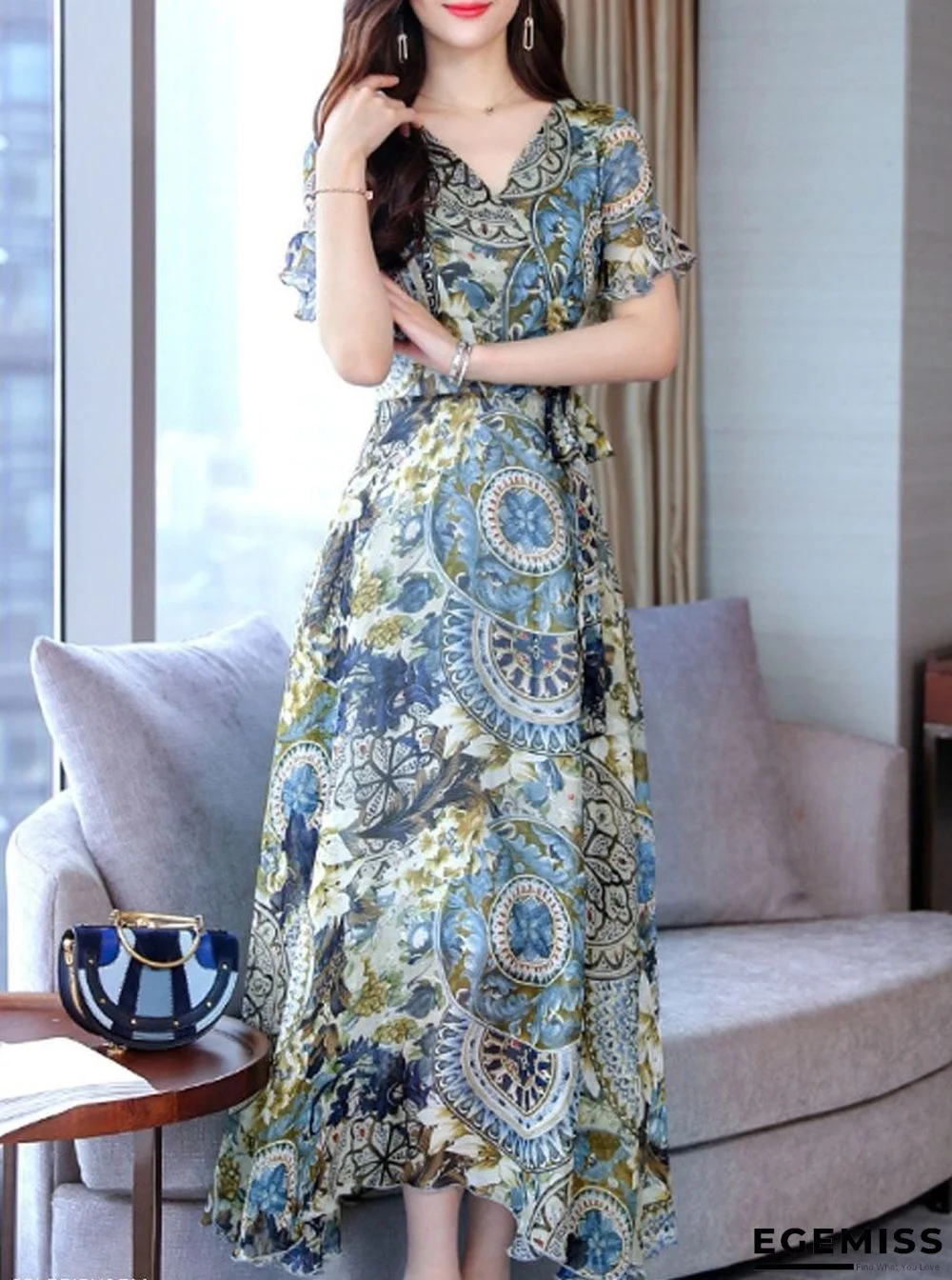 New fashion ethnic style printed dress | EGEMISS