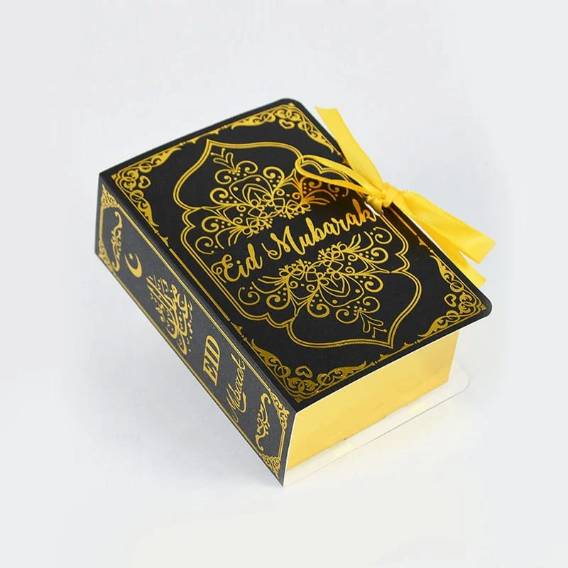 5Pcs Book Shape Eid Mubarak Chocolate Candy Boxes Ramadan Decor Gift Packaging Box Islamic Muslim Festival Party Supplies