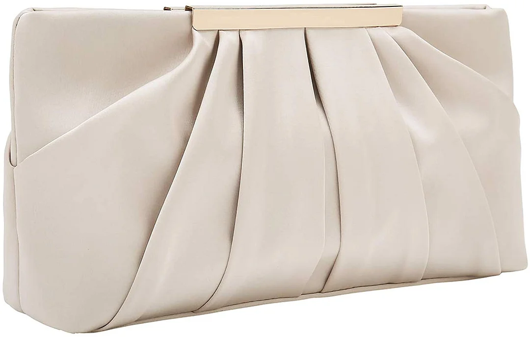 Evening Bag Elegant Pleated Satin Formal Handbag Simple Classy Purse for Women