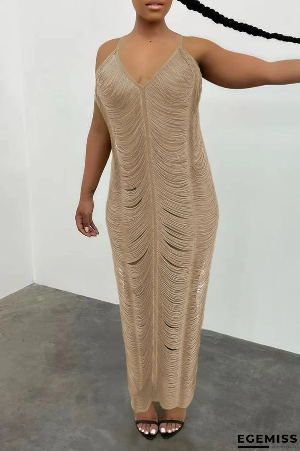 Light Apricot Sexy Solid Hollowed Out Patchwork Swimwears Cover Up | EGEMISS