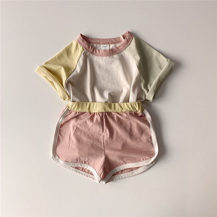 Baby Contrast Sleeves T-shirt & Shorts Set