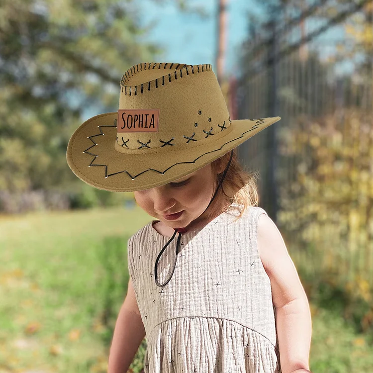 Personalized Cowboy Hat for Toddler Boys Girls Western Hat for Kids Men Women Custom Leather Patch Cowgirl Hat