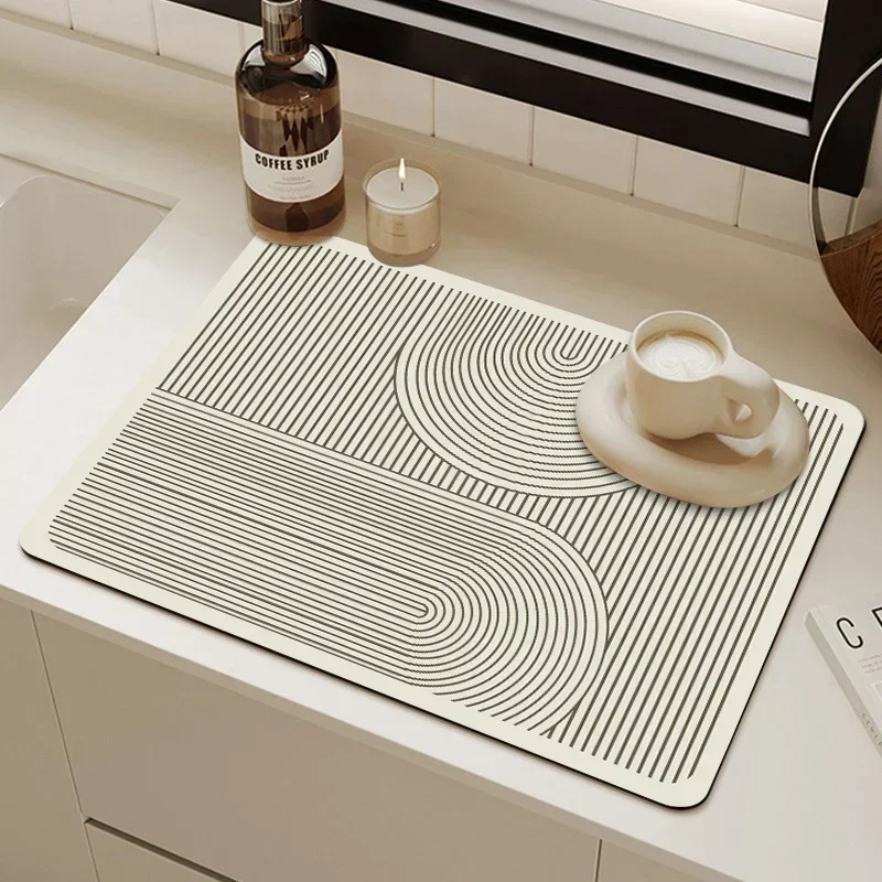 Athvotar Mat Kitchen Drain Pad Dish Drainer Mat Super Absorbent Kitchen Sink Rugs Dinnerware Cup Placemat Coffee Draining Mat