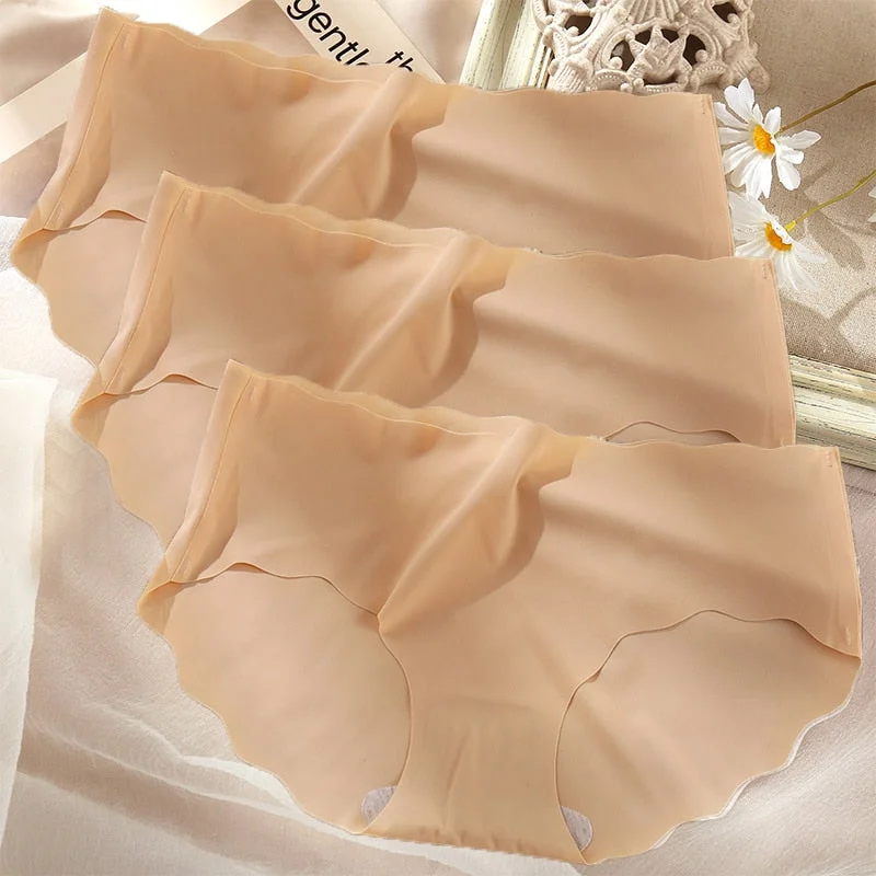 3PCS/Set Sexy Panties Women Seamless Underwear Female Briefs Underpants Invisible Intimates Lingerie One-Piece Low Waist Pantys