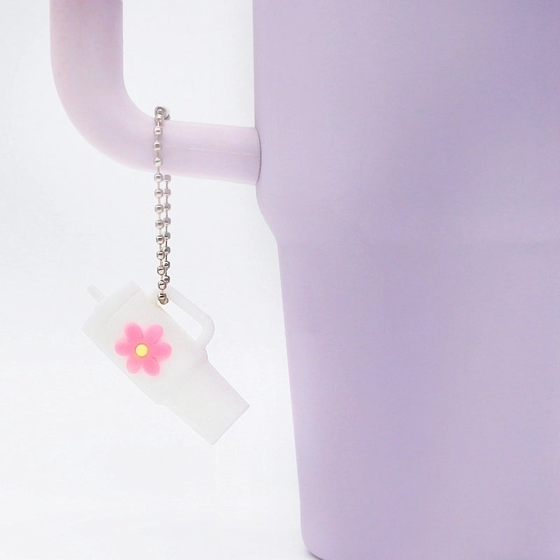 Cartoon Style Cup Flower Soft Glue Women’s Keychain