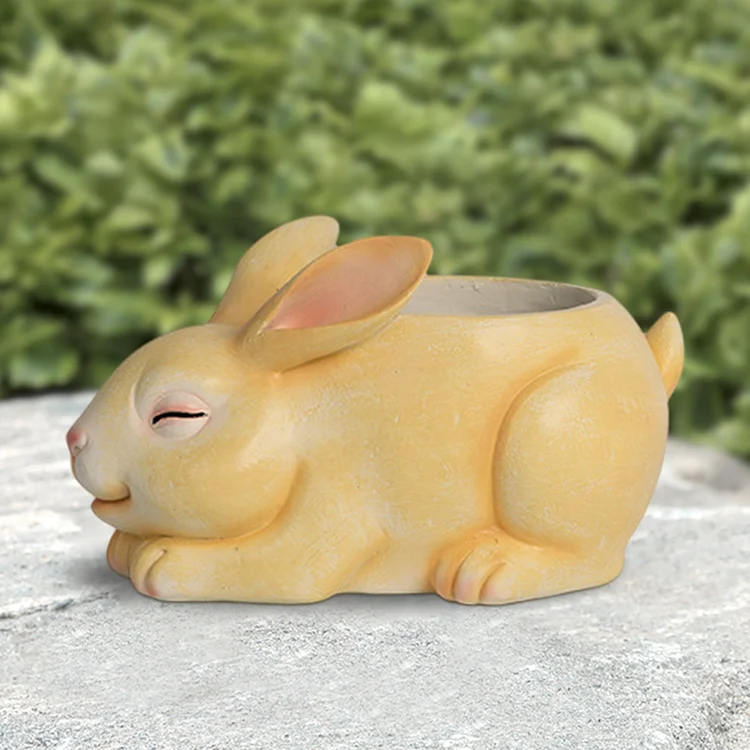 Cute Animal Flower Pot Ornaments Resin Succulents Planters Home Garden Decor (C)