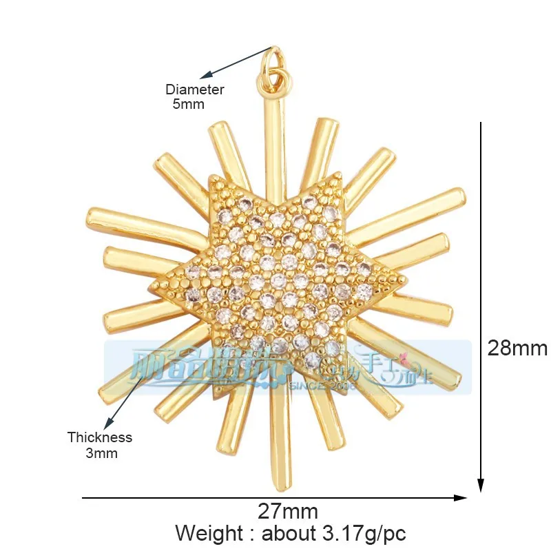 1 Piece 12 * 23mm 15*15mm 5*12mm Hole 5~5.9mm Half 925 Silver Zircon Sun Moon Pendant Jewelry Accessories