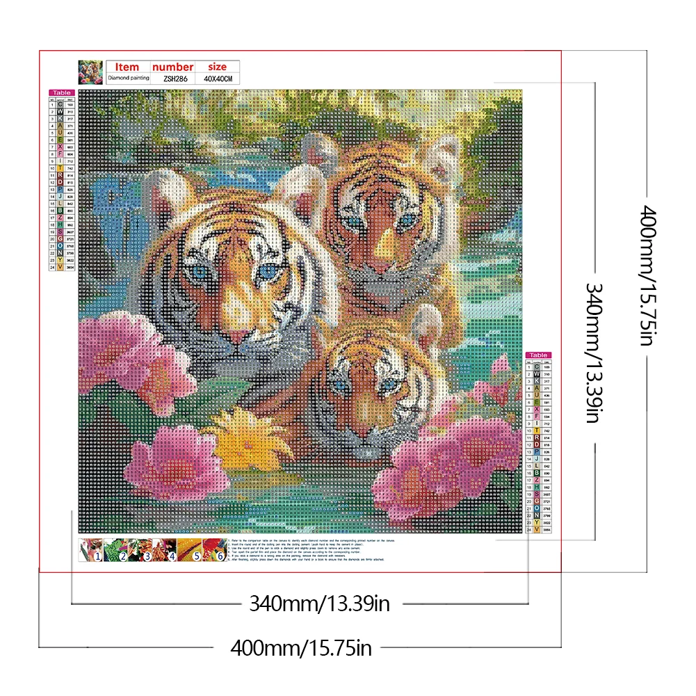 Diamond Painting - Full Round Drill - Tigers(Canvas|40*40cm)