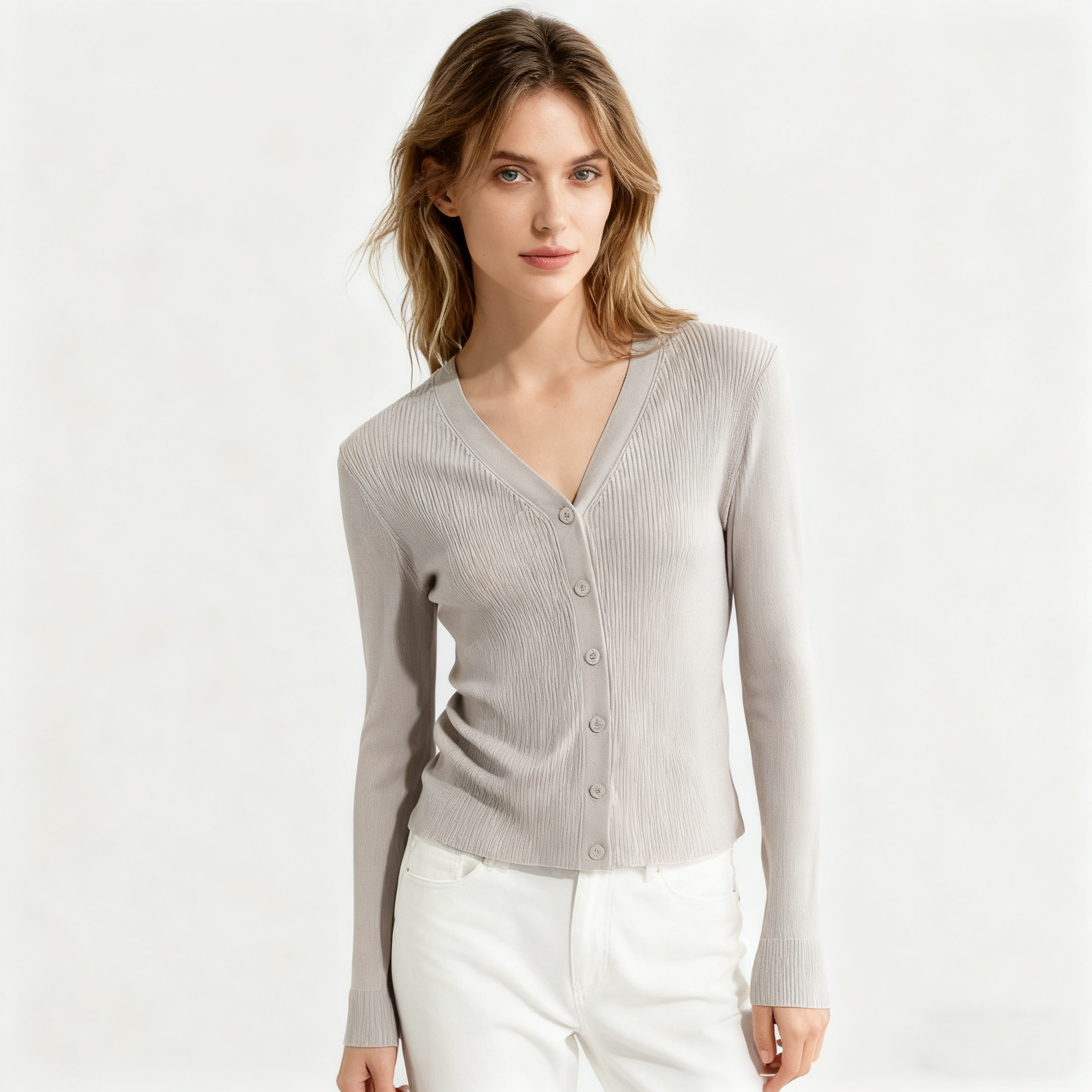 Silk Cardigan Thin Simple Foreign REAL SILK LIFE