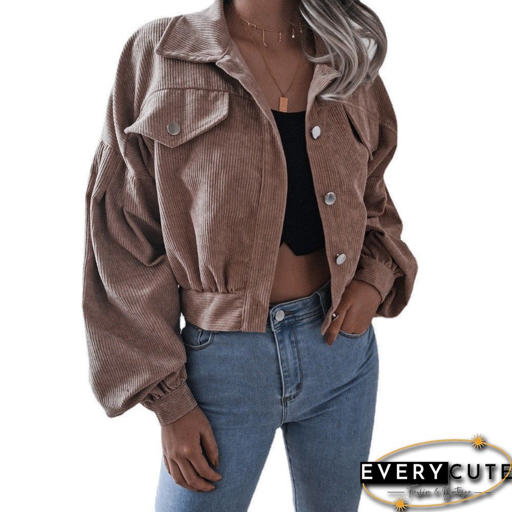 Lantern Long Sleeve Corduroy Casual Jacket Jacket Single-breasted Women's Jacket In Autumn and Winter