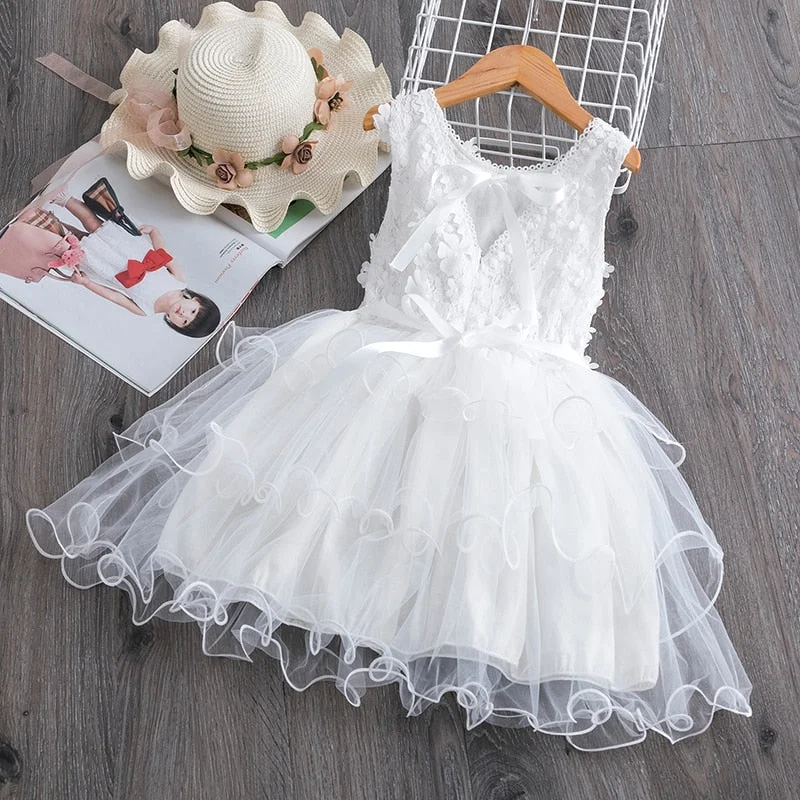 Summer Dresses for Girls Lace Tulle Ball Design Baby Girl Dress Party Dress For 3-8 Years Infant Dresses for toddler girl