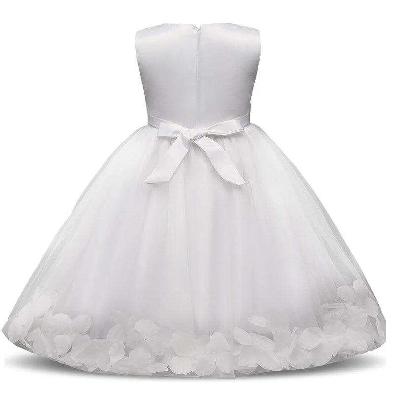 White Lace Flower Girls Wedding Dress Formal Ceremonies Dress Ball Gown Kids Clothing Little Girl Birthday Christening Vestido