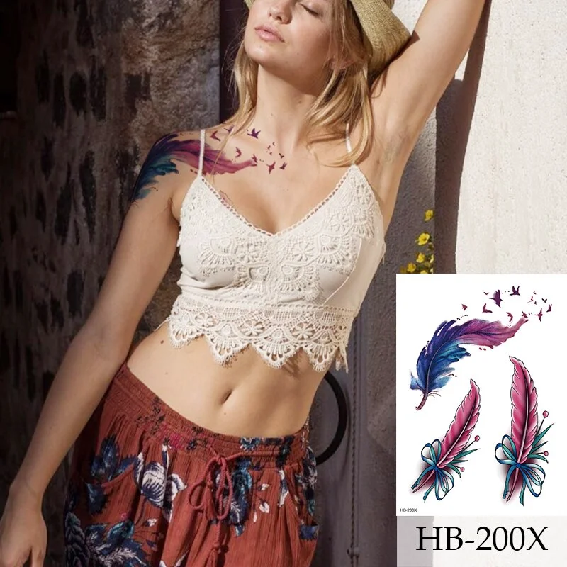 Breast Arm Sleeve Tattoo Women Sexy Back Stickers Body Art Flower Snake Leaves Pattern Sexy Tattoos