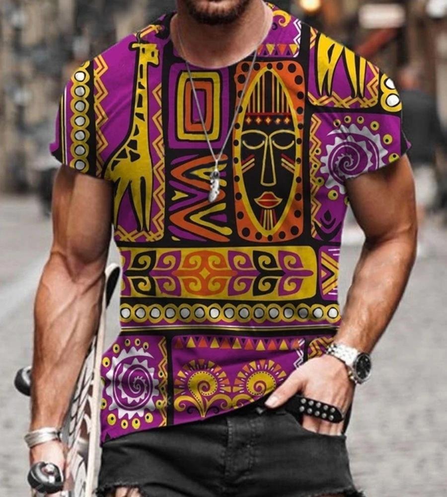 Men Abstract Print Casual T-shirts