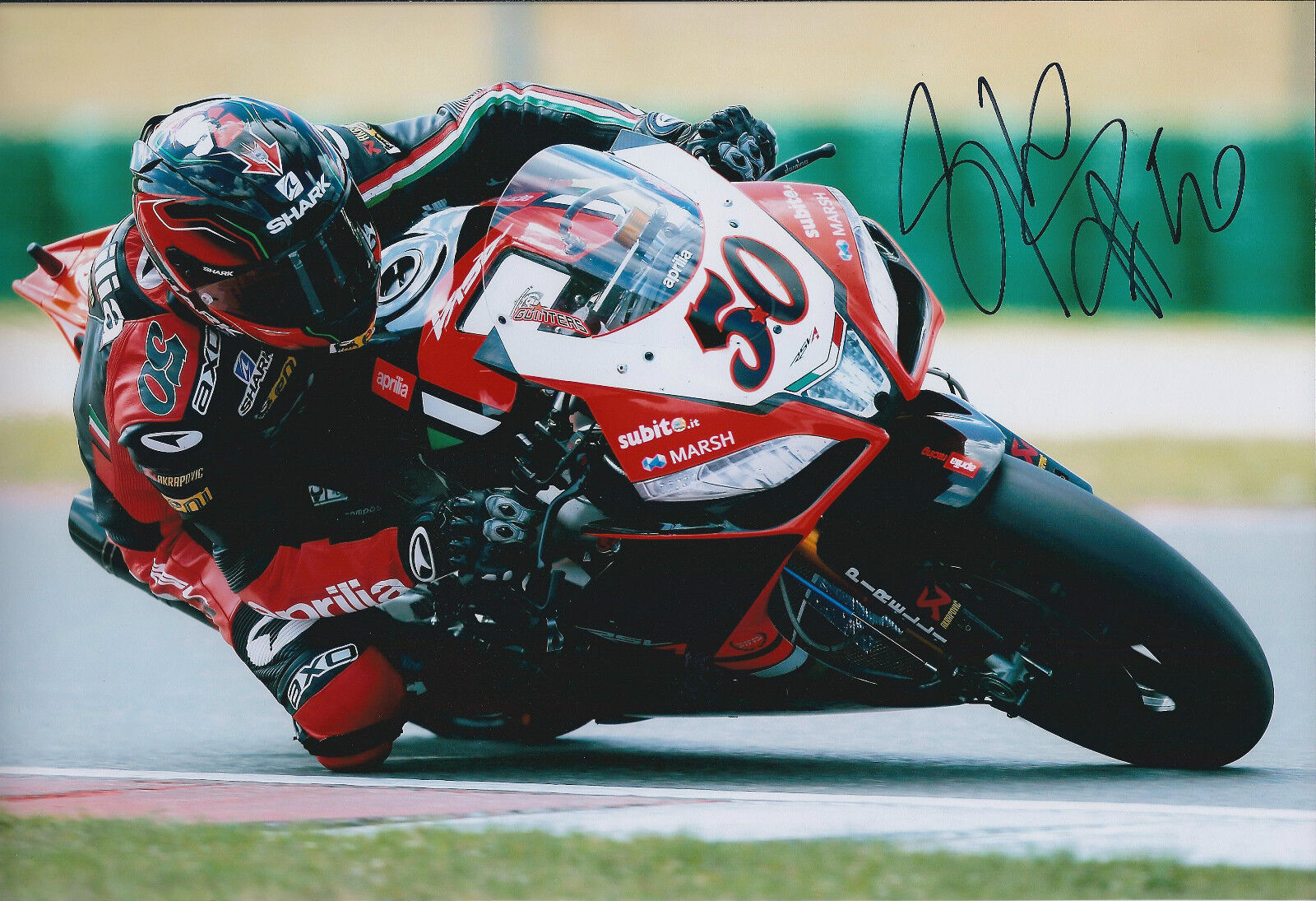 Sylvain GUINTOLI SIGNED APRILIA Autograph Photo Poster painting AFTAL COA SUPERBIKE Genuine