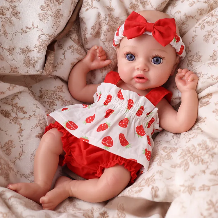 [Pre-Order] Babeside 12" Silicone Baby Dolly &ndash; Strawberry Outfit Drink & Wet Lifelike Baby Girl Gift