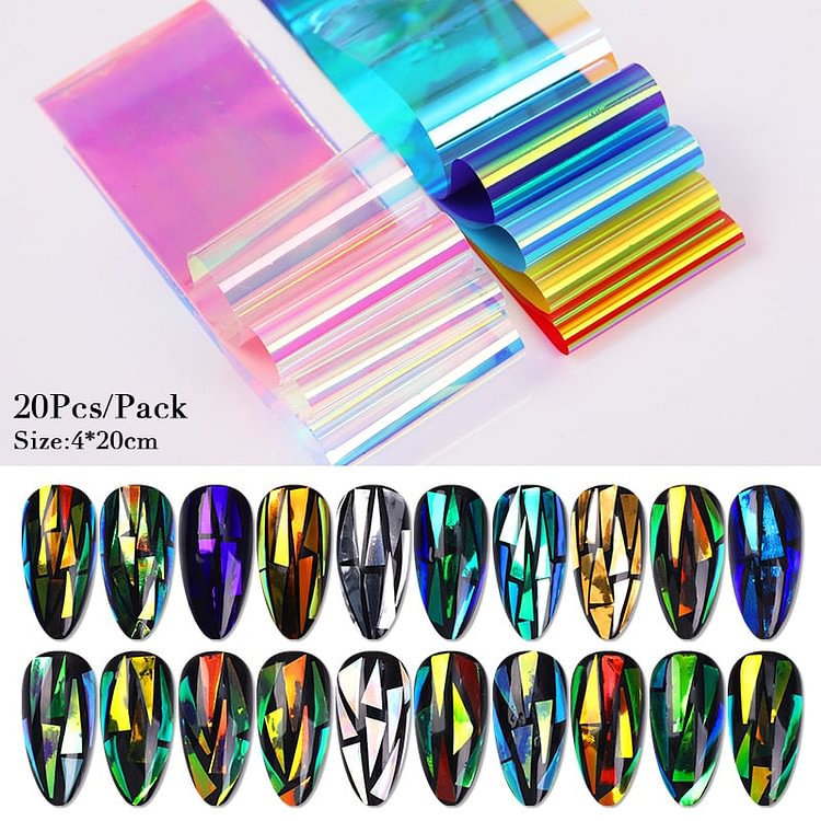 Aurora Nails Iridescent Glass Foil Film Sticker Cellophane Paper Nails Design Ice Cube Manicures DIY Decoration Accessories