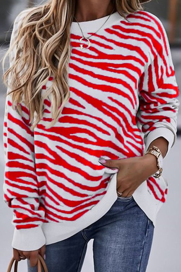 On Trend Tie-Dye Stripes Printe Long-Sleeved T-shirt Sweat Shirt