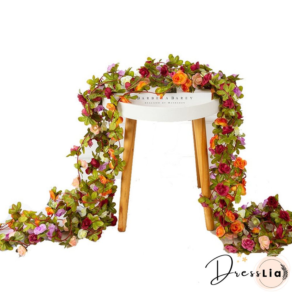 250Cm Rose Artificial Flowers Christmas Garland For Wedding Home Room Decoration Spring Autumn Garden Arch Diy Fake Plant Vine