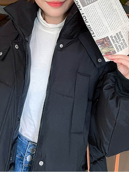 Women Long Sleeve Solid Zipper Loose Down Jacket Coats